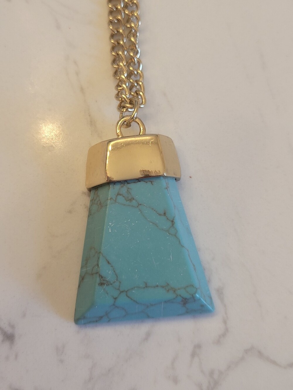 Charming Charlie Gold-Tone Daux Turquoise Necklace